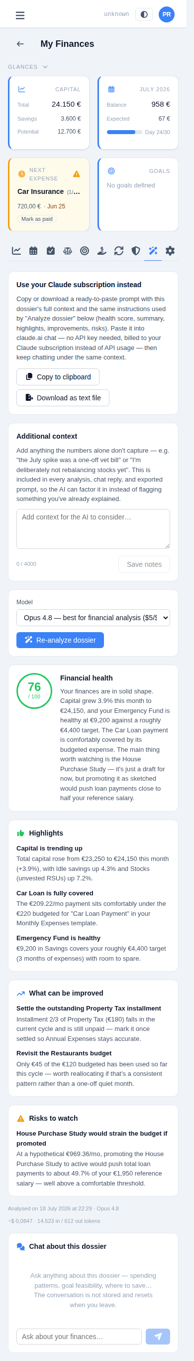The AI Advisor tab stacked on a phone screen